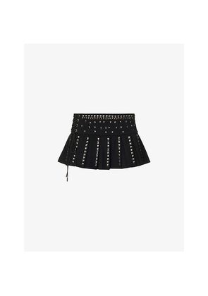 Womens Jaded London Onyx Studded Stretch-Twill Mini Skirt
