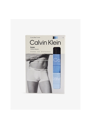 Mens Calvin Klein Icon Logo-Waistband Pack Of Three Stretch-Cotton Trunks