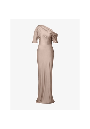 Womens Malina Marisa Asymmetrical Satin Maxi Dress