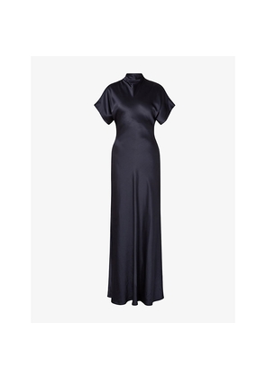 Womens Malina Alivia Short-Sleeve Satin Maxi Dress