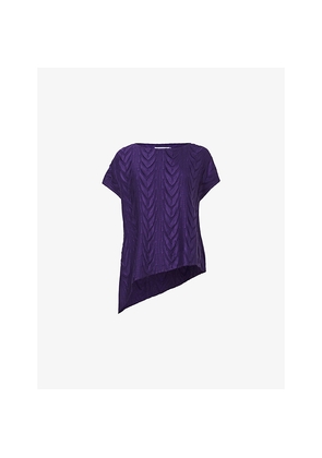 Womens Leem Geometric-Pattern Plisse Woven Top