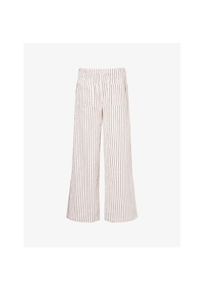 Womens The Couture Club Stripe-Print Straight-Leg Mid-Rise Cotton-Blend Trousers