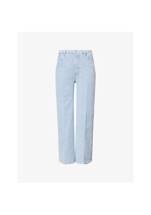 Womens Frame The Wide Cropped Stretch-Denim Trousers