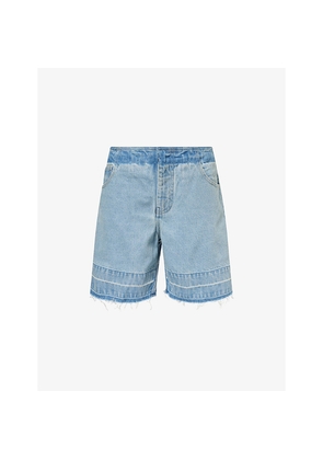 Womens Christopher Esber Mid-Rise Raw-Hem Denim Shorts
