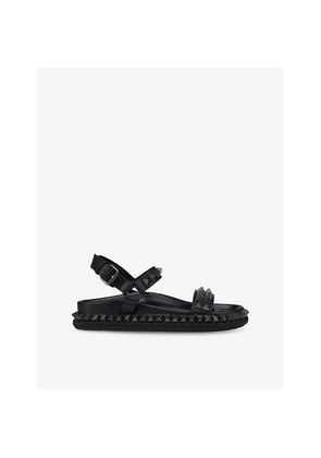 Womens Christian Louboutin Pyrabizz Waxed-Leather Flat Sandals