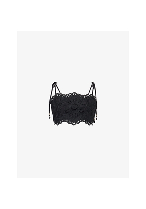Womens Zimmermann Rhiannon Embroidered Cotton Cropped Top