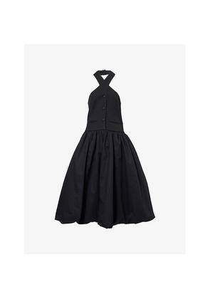 Womens Amy Lynn Puffball Halterneck Cotton Midi Dress