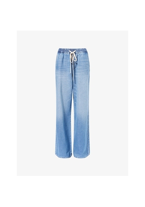 Womens 7 For All Mankind Pull On Wide-Leg Denim-Blend Trousers
