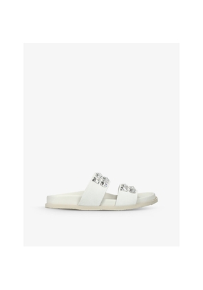 Womens Pedro Garcia Dilys Crystal Double-Band Suede Sandals