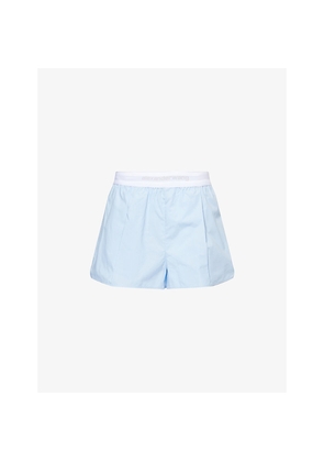 Womens Alexander Wang Branded-Waistband Mid-Rise Cotton-Poplin Shorts