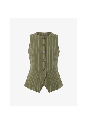 Womens Whistles Lottie Pinstripe Regular-Fit Woven Waistcoat
