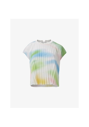 Womens Leem Abstract-Print Pleated Woven Top