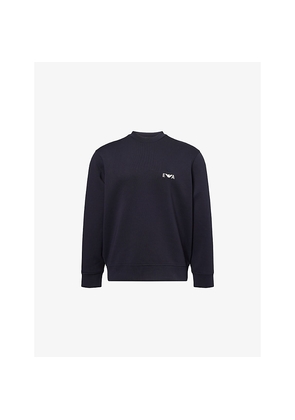 Mens Emporio Armani Embroidered-Logo Crewneck Cotton-Jersey Sweatshirt