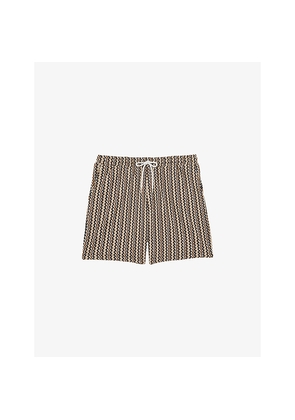 Mens Reiss Teti Drawstring-Waist Abstract-Stripe Stretch-Knit Shorts