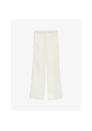Womens Joseph Morissey Comfort Cady Mid-Rise Straight-Leg Woven Trousers