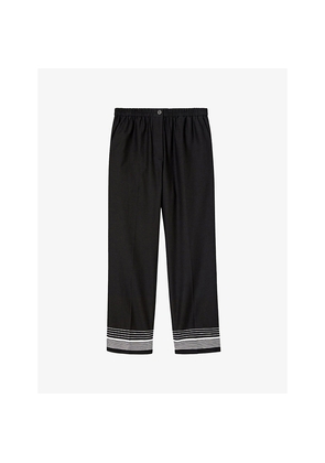 Womens Joseph Tottenham Jacquard-Stripe Straight-Leg Cotton and Silk-Blend Trousers