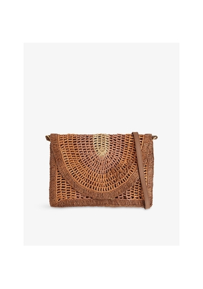 Womens Chloe Embroidered Raffia Shoulder Bag