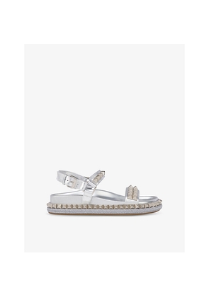 Womens Christian Louboutin Pyrabizz Flat Leather Sandals