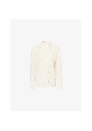 Womens Victoria Beckham Draped Long-Sleeves Silk Blouse