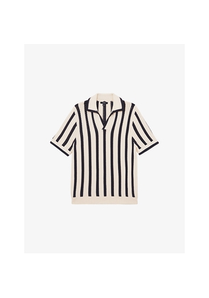 Mens Reiss Duncan Striped Cotton-Blend Polo Shirt