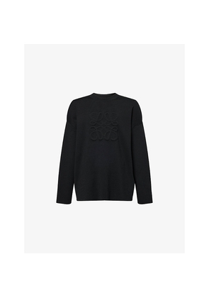 Mens Loewe Anagram Crewneck Stretch-Wool Blend Jumper