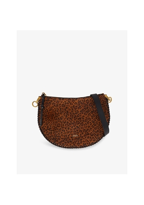 Womens Isabel Marant Oskan Leopard-Print Suede Shoulder Bag