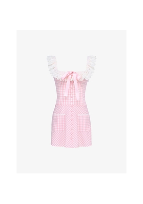 Womens House of CB Astra Gingham Stretch-Cotton Mini Dress