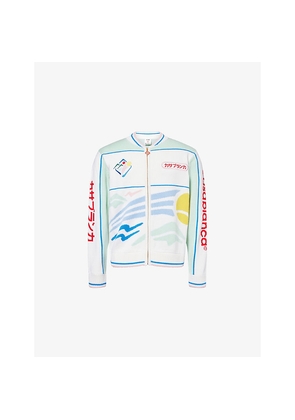 Mens Casablanca Montagne Embroidered Wool-Knit Cardigan