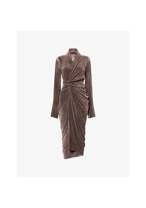 Womens Rick Owens Wrap Draped Velvet Midi Dress