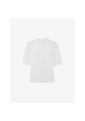 Womens Whistles Short-Sleeve Mock-Neck Cotton Shirt