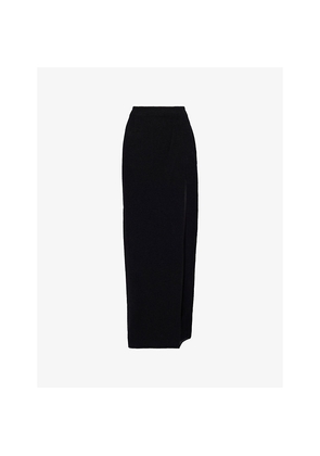 Womens Alessandra Rich Bouclé Split Wool-Blend Maxi Skirt