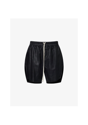 Mens Rick Owens Side-Split Relaxed-Fit Leather Shorts