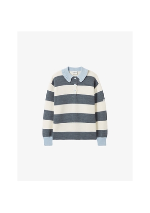 Womens Claudie Pierlot Striped Frill-Collar Knitted Jumper