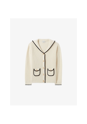 Womens Claudie Pierlot Sailor-Collar Knitted Wool-Blend Cardigan