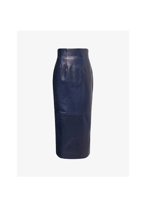 Womens Khaite Loxley Mid-Rise Leather Midi Skirt