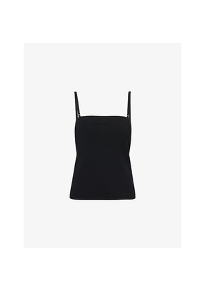 Womens Vince Curved-Neckline Crop Knitted Top