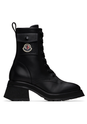 Moncler Black Gigi Leather Lace-Up Boots