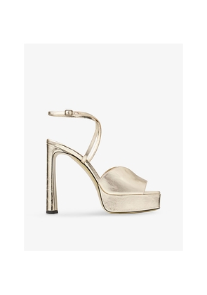 Womens Jimmy Choo Karli Platform 125 Metallic Leather Sandals
