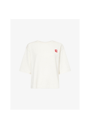 Womens The North Face Cropped Brand-Patch Cotton-Jersey T-Shirt