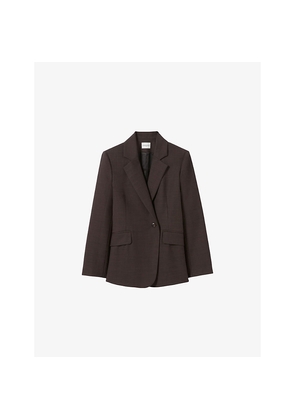 Womens Claudie Pierlot Single-Breasted Side-Pocket Wool-Blend Blazer