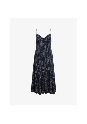 Womens Polo Ralph Lauren Floral-Print V-Neck Woven Midi Dress