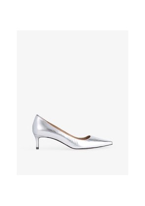 Womens LK Bennett New Ava Metallic-Leather Kitten Heel Courts