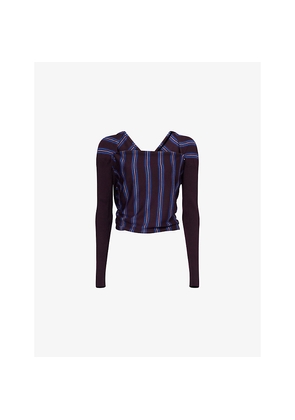 Womens Dries Van Noten Striped Cropped Wool Top