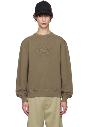 Burberry Khaki Embroidered-Logo Sweatshirt