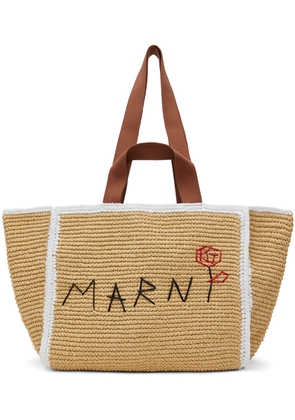 Marni Beige Macramé Sillo Shopper Tote