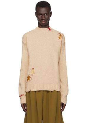 Marni Beige Mending Patches Sweater