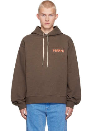 Marni Brown Logo Patch Hoodie