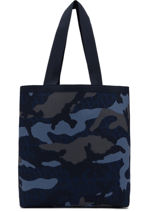 Valentino Garavani Navy Camo Toile Iconographe Tote