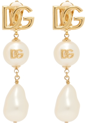 Dolce & Gabbana Gold Teardrop & Cabochon 'DG' Logo Clip-on Earrings