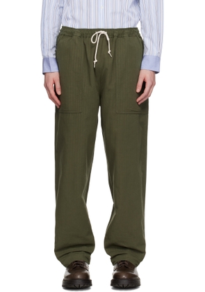 Comme des Garçons Homme Khaki Linen Herringbone Trousers